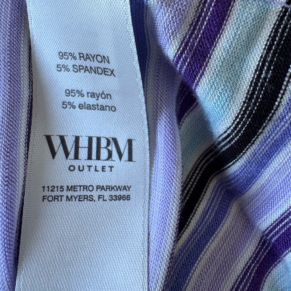 White House Black Market V Neck Flutter Sleeves XL Stripe Tee Casual Beach NWT - Picture 7 of 10